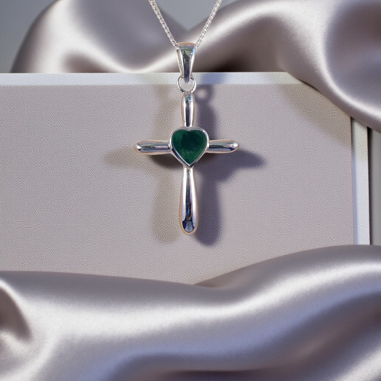 Silver Cross memorial pendant, handcrafted in Lancashire, UK