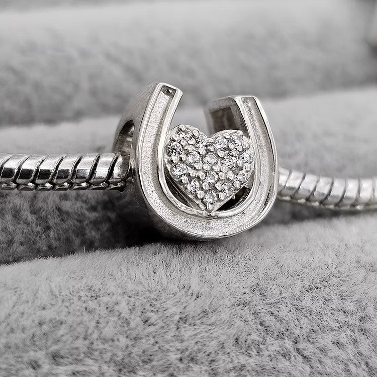 Silver Horseshoe Memorial Charm, handcrafted in Lancashire, UK