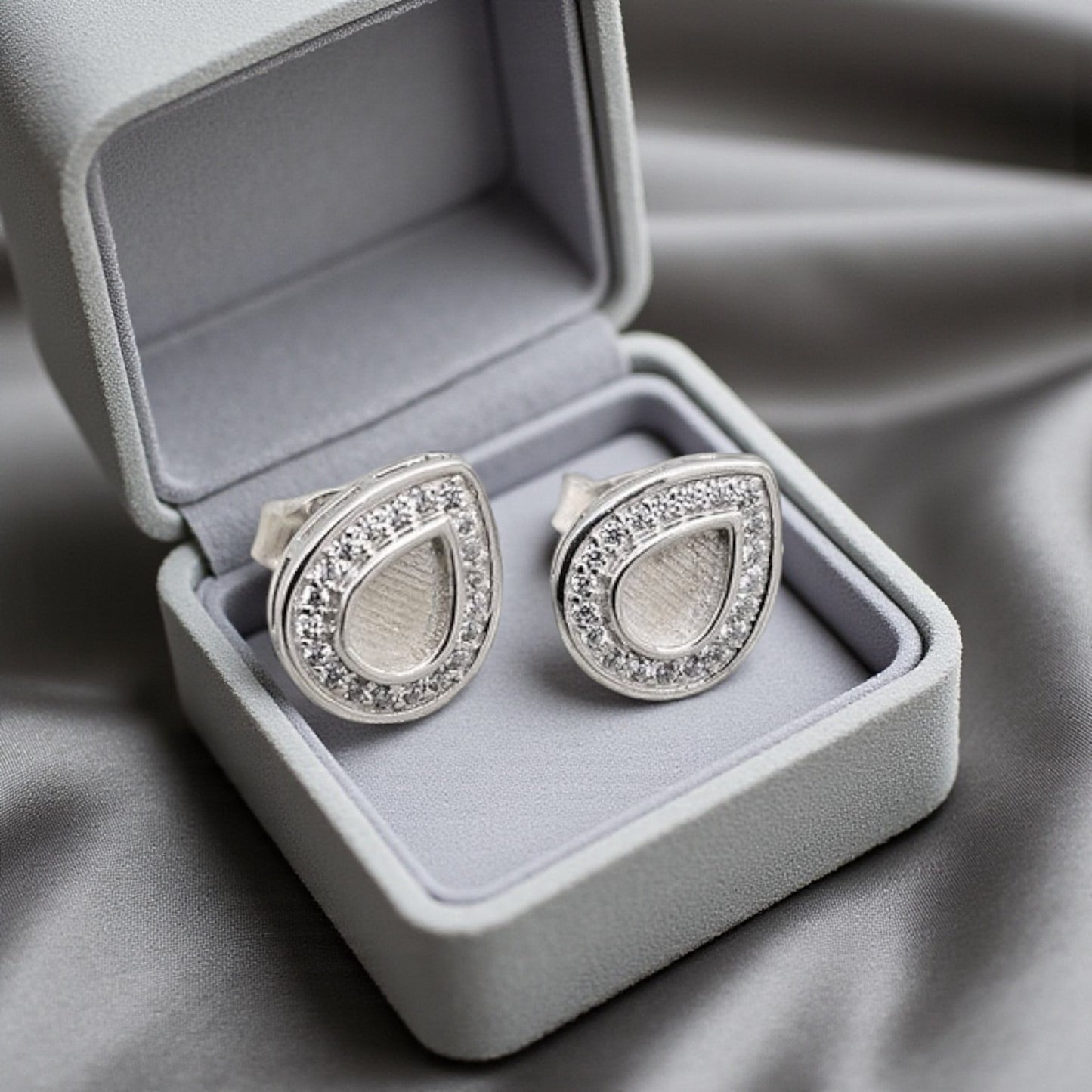 Silver Pear crystal earrings, handcrafted in Lancashire, UK