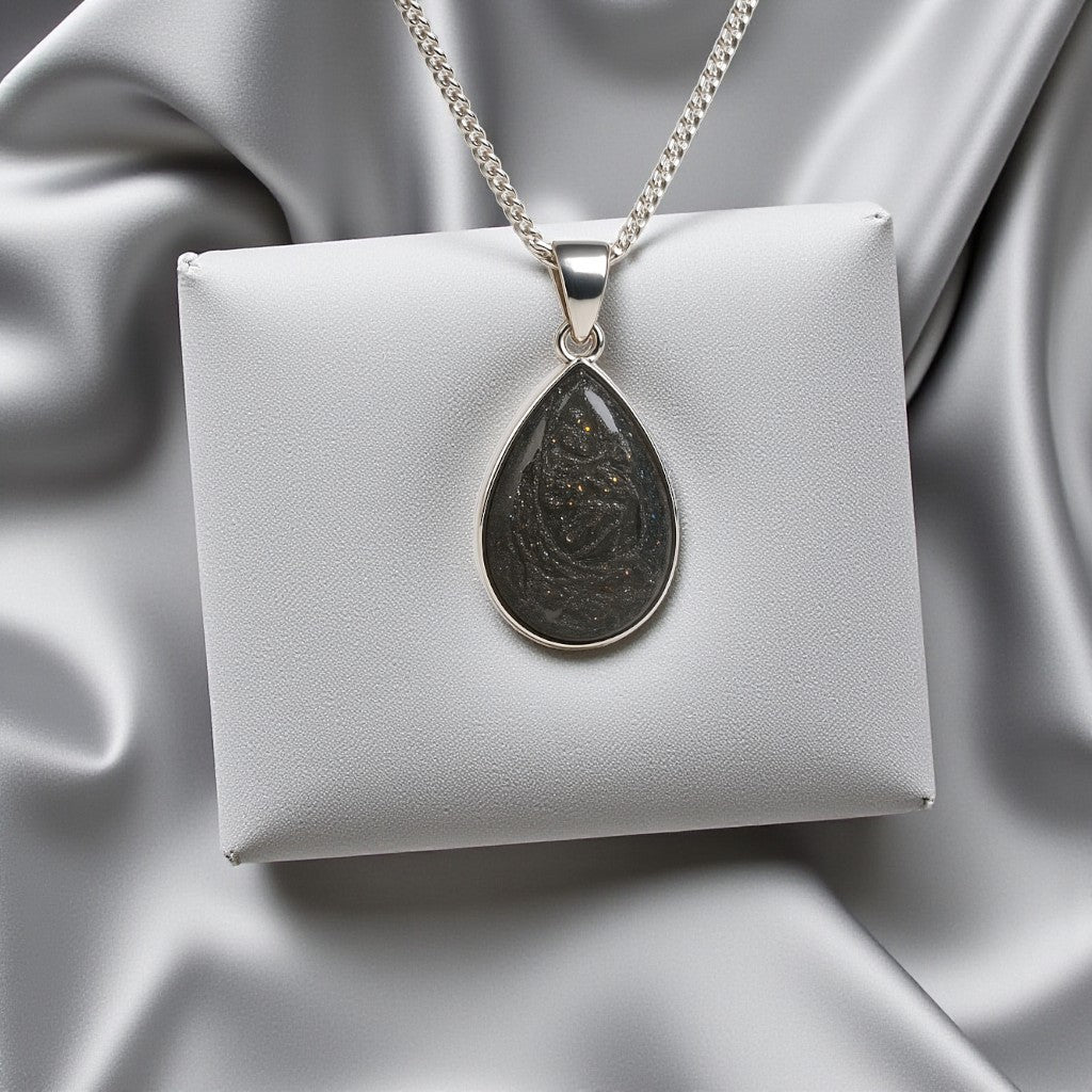 Silver Pear memorial pendant, handcrafted in Lancashire UK