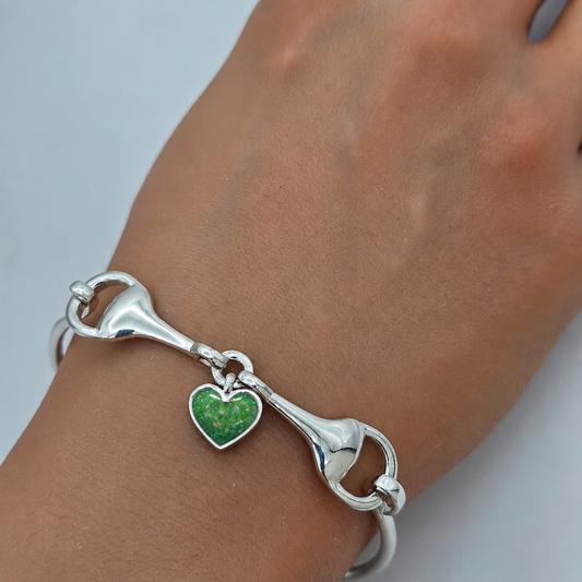 Silver Rocket snaffle bit ashes bangle , handcrafted in Lancashire UK - by Keepsake Memorial Jewellery