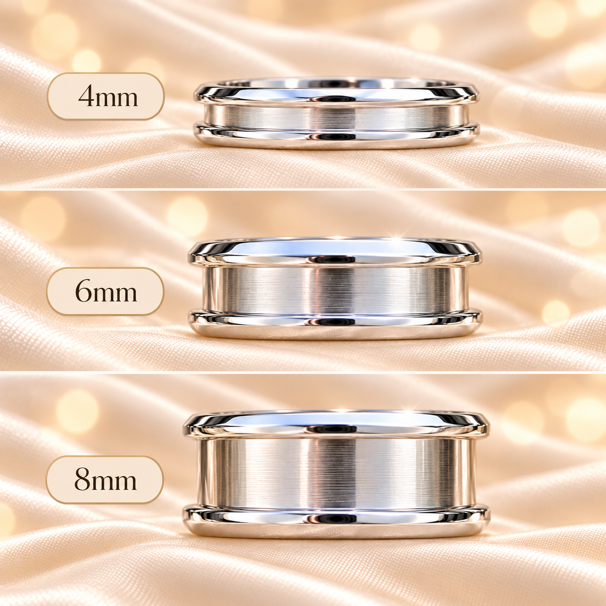 3 sizes stainless steel ashes channel ring