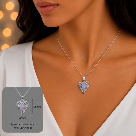 keepsake memorial silver angel wings ashes pendant handcrafted in Lancashire