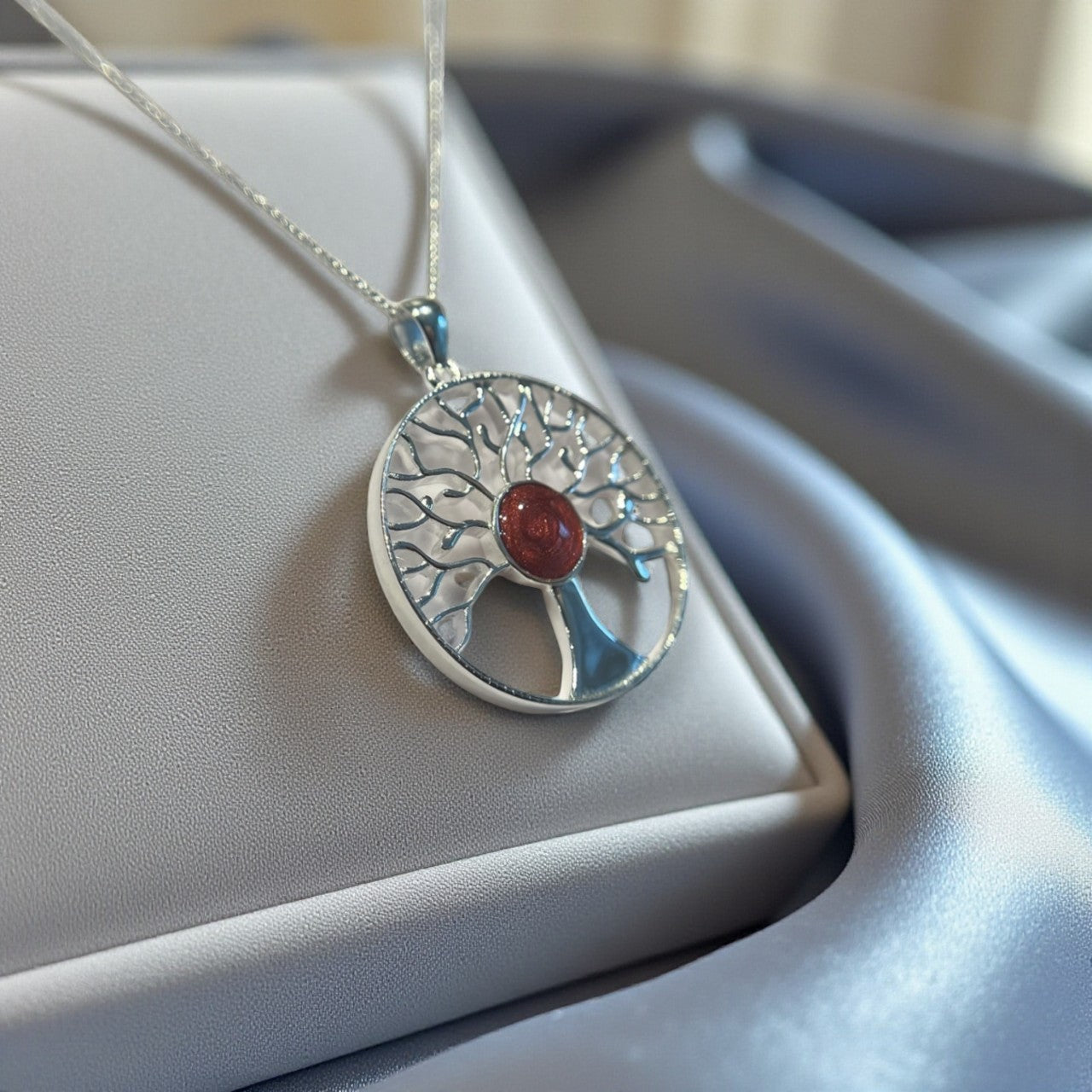 Silver tree of life memorial pendant, handcrafted in Lancashire, UK