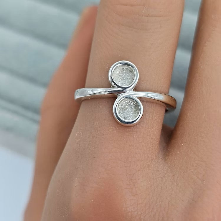 Solid 925 Silver swirl Duo Ring