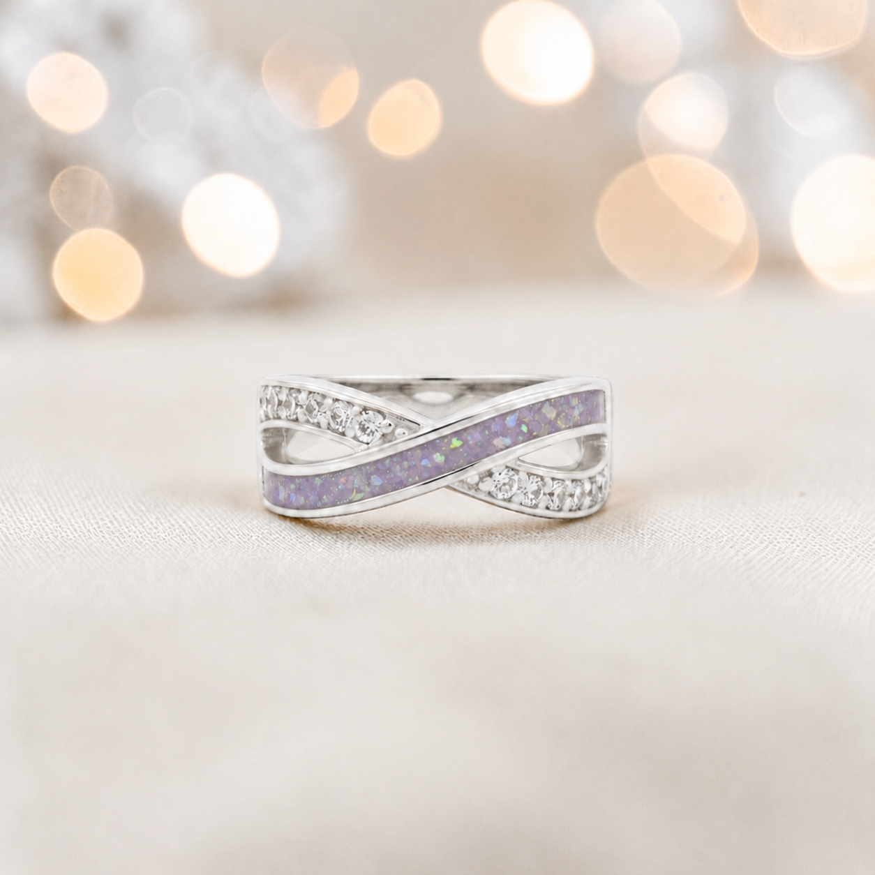 Keepsake Memorial Silver Elsie Ashes Ring in unicorn purple - Handcrafted in the UK