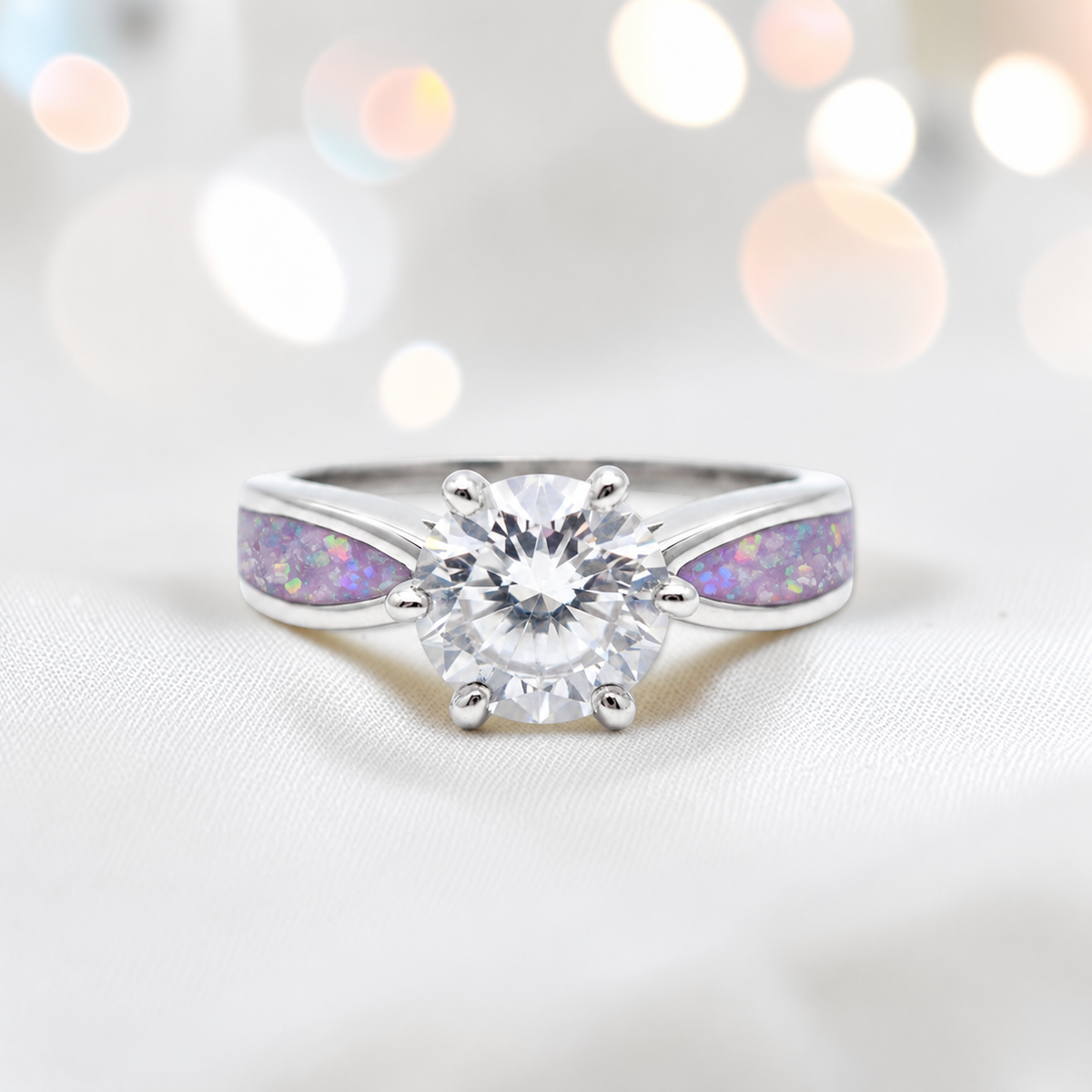 Keepsake Memorial Silver Lara Ashes Ring in unicorn purple - Handcrafted in the UK