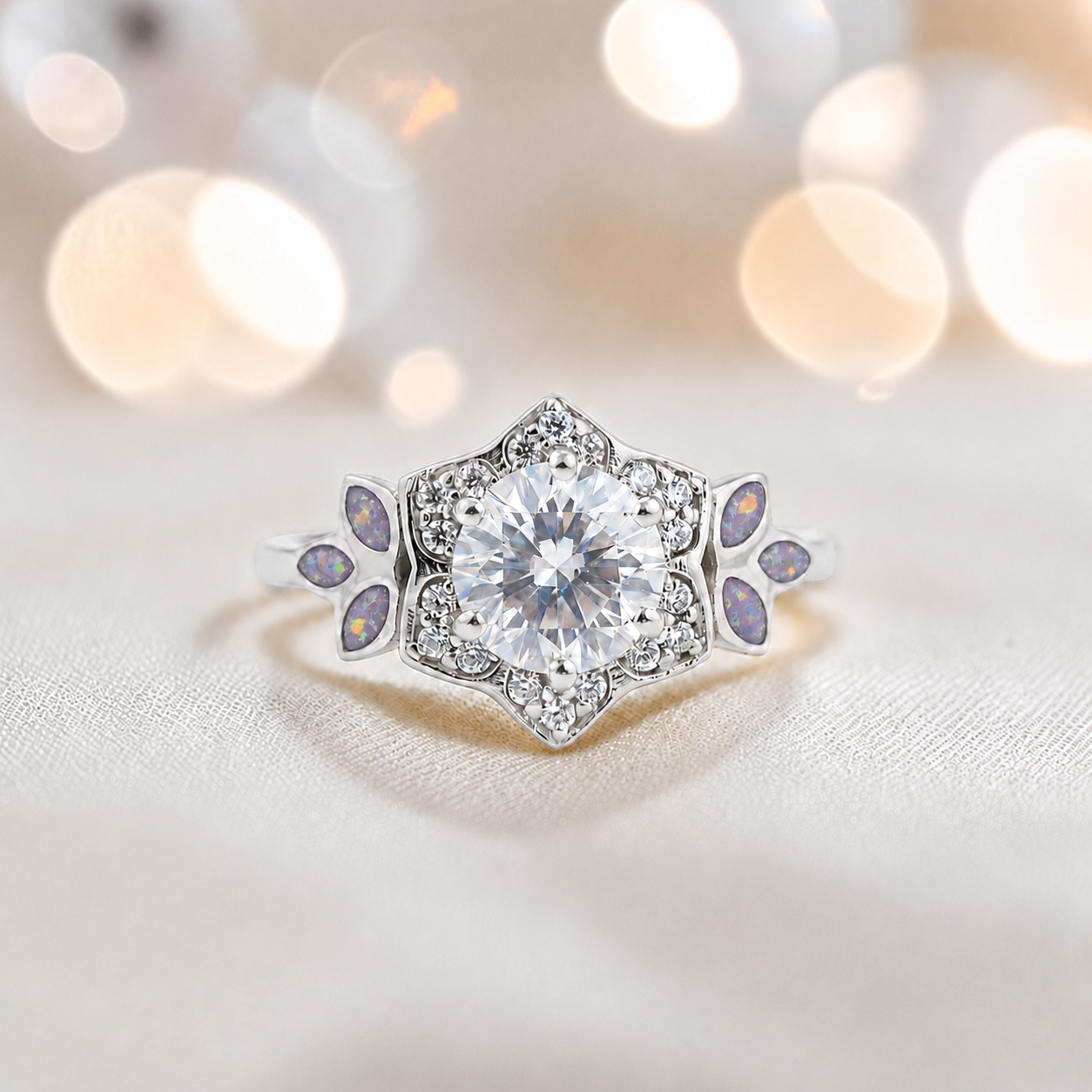 Keepsake Memorial Silver Olivia Ashes Ring in unicorn purple - Handcrafted in the UK