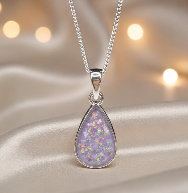 Keepsake Memorial Silver Ladies Teardrop Shape Ashes Pendant - Vega