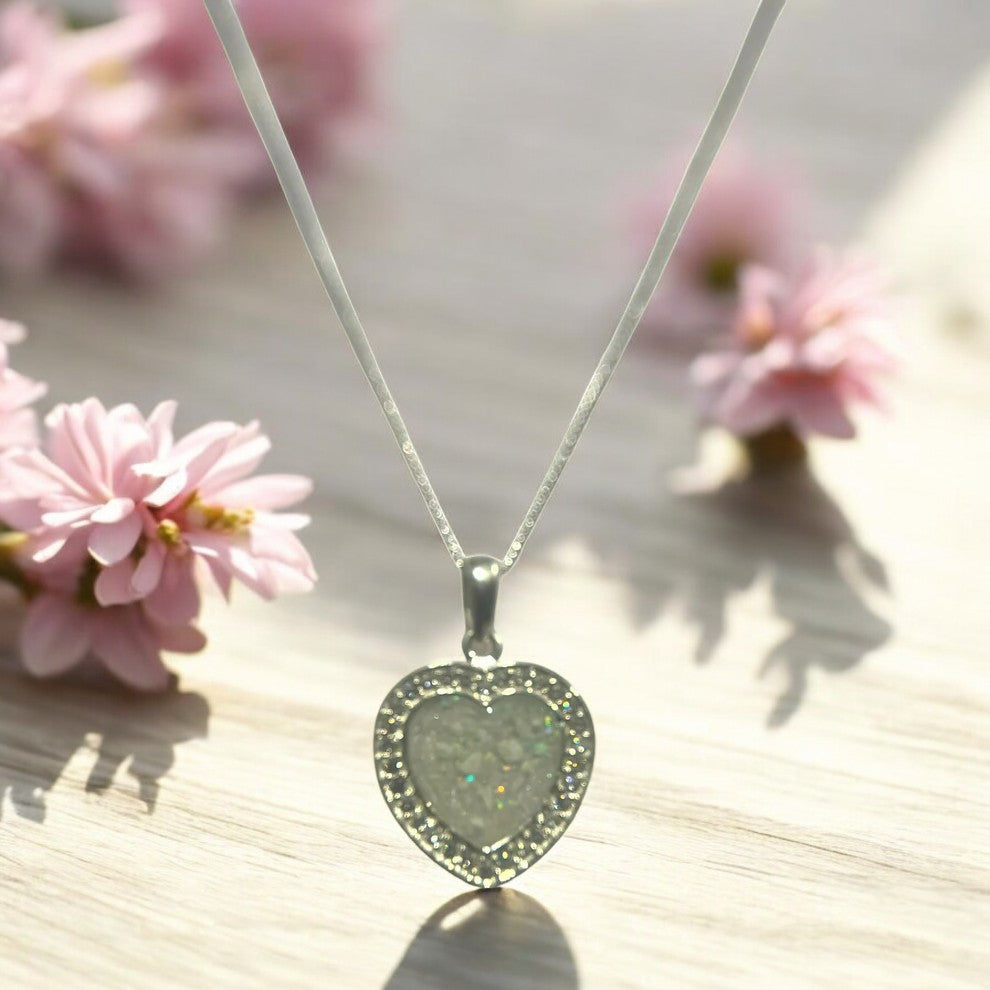 Fantastic Solid silver heart pendant with CZ surround