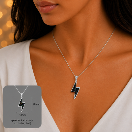 Ziggy lightning bolt memorial pendant, handcrafted in Lancashire UK - by Keepsake Memorial Jewellery