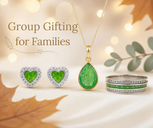 Heart earrings with CZ stones, pear shaped pendant and eternity band ring, handcrafted in Lancashire UK - by Keepsake Memorial Jewellery