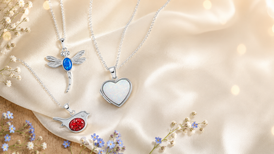 Three pendant symbols, dragonfly, heart and robin, handcrafted in Lancashire UK - by Keepsake Memorial Jewellery