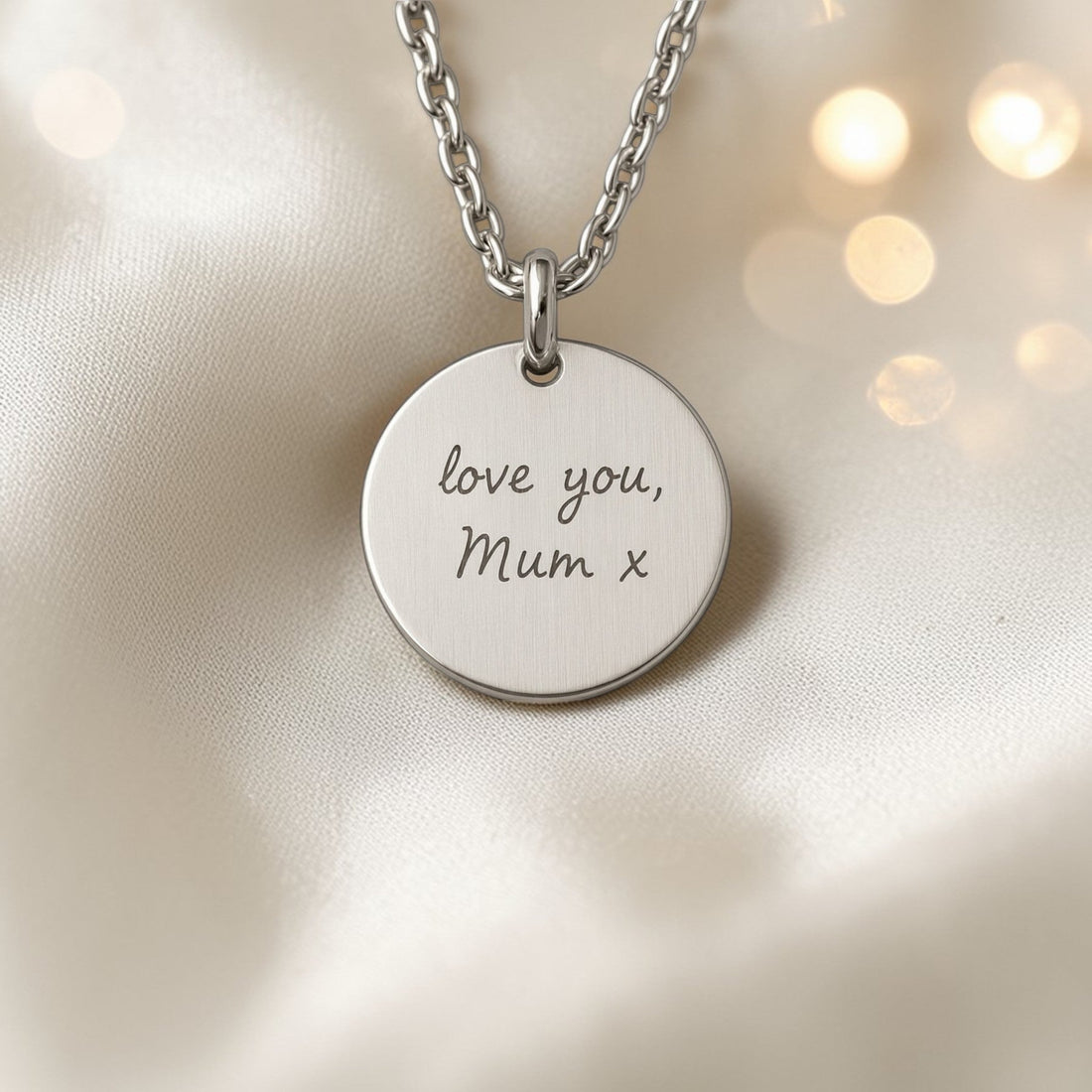 silver handwriting memorial pendant