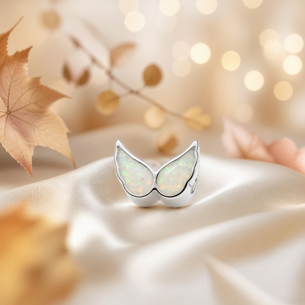 Angel wings ashes memorial charm, handcrafted in Lancashire UK - by Keepsake Memorial Jewellery