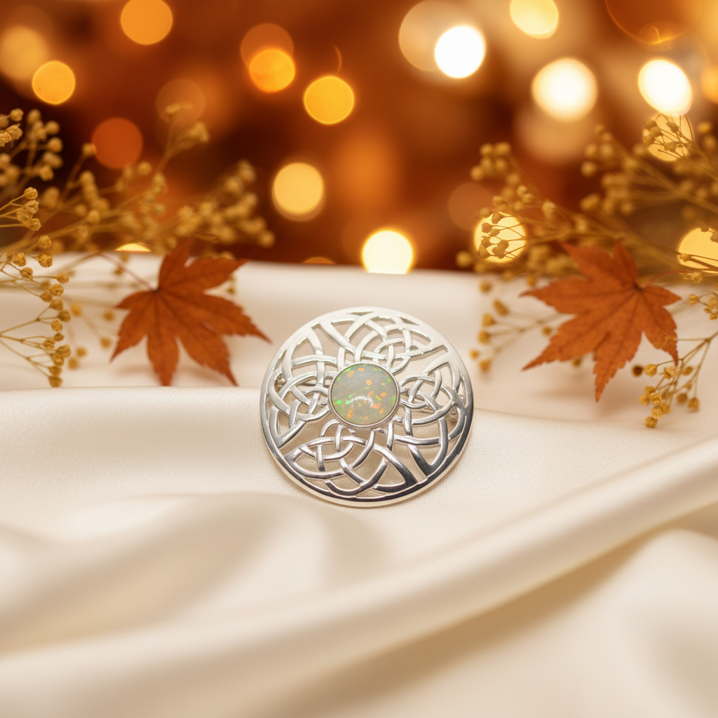 Silver Skye memorial ashes Celtic brooch, handcrafted in Lancashire UK - by Keepsake Memorial Jewellery