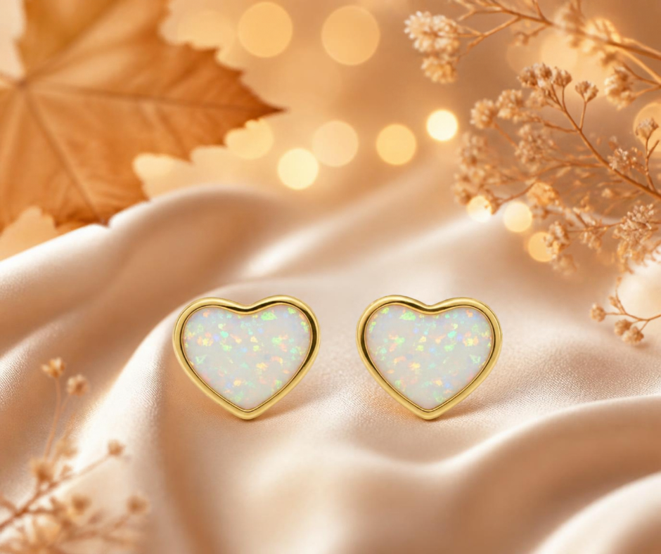 Ladies 9ct gold heart shaped memorial earrings, handcrafted in Lancashire UK - by Keepsake Memorial Jewellery