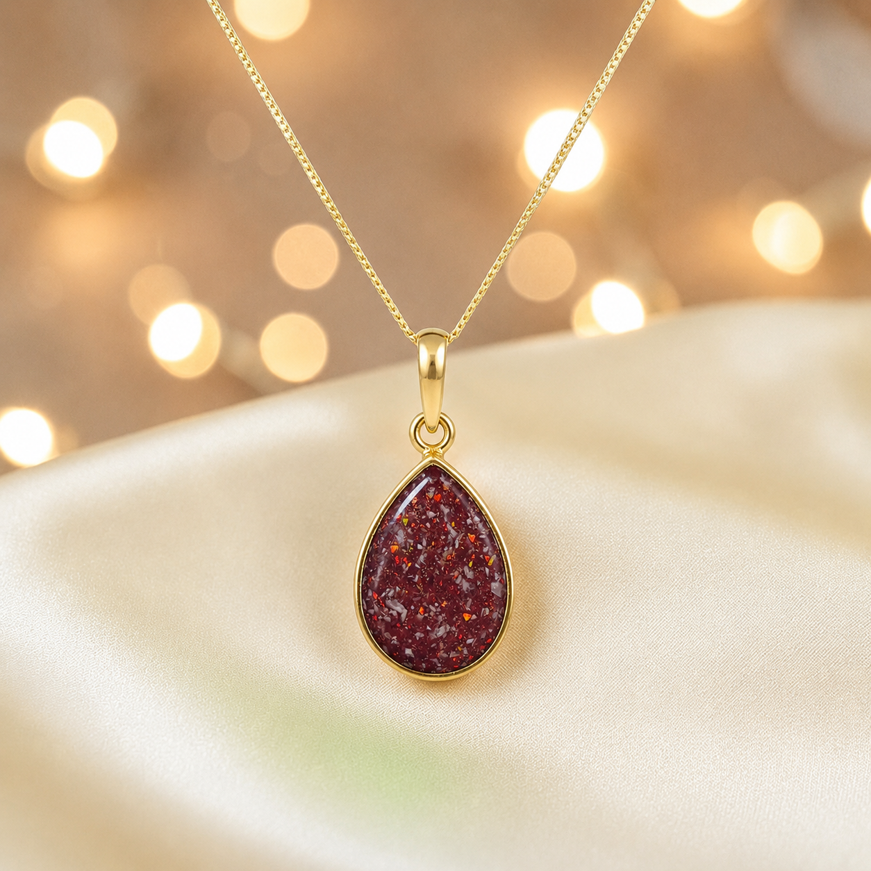 Ruby Red Golden Whisper 9ct gold pendant, handcrafted in Lancashire UK – by Keepsake Memorial Jewellery