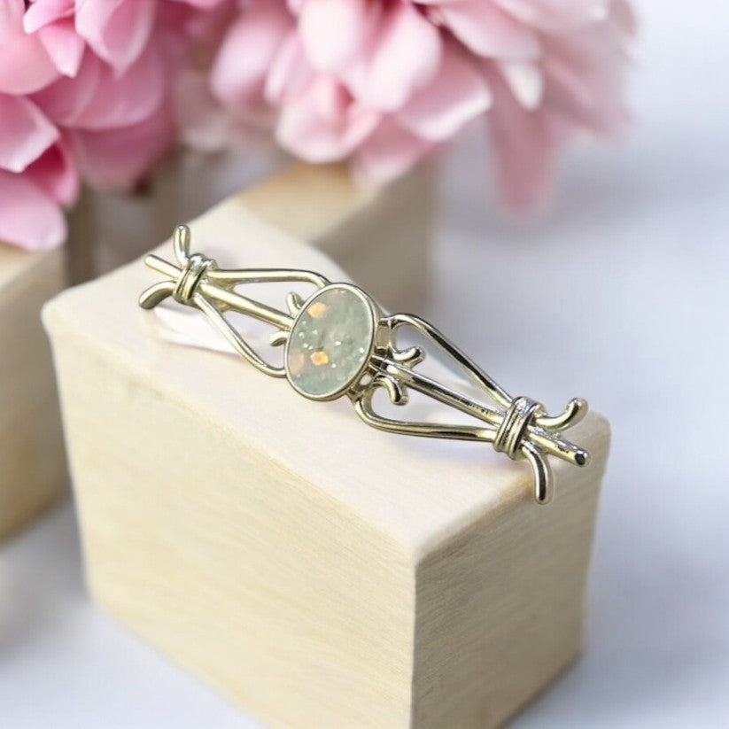 Elegant Solid 925 Silver Bar Brooch