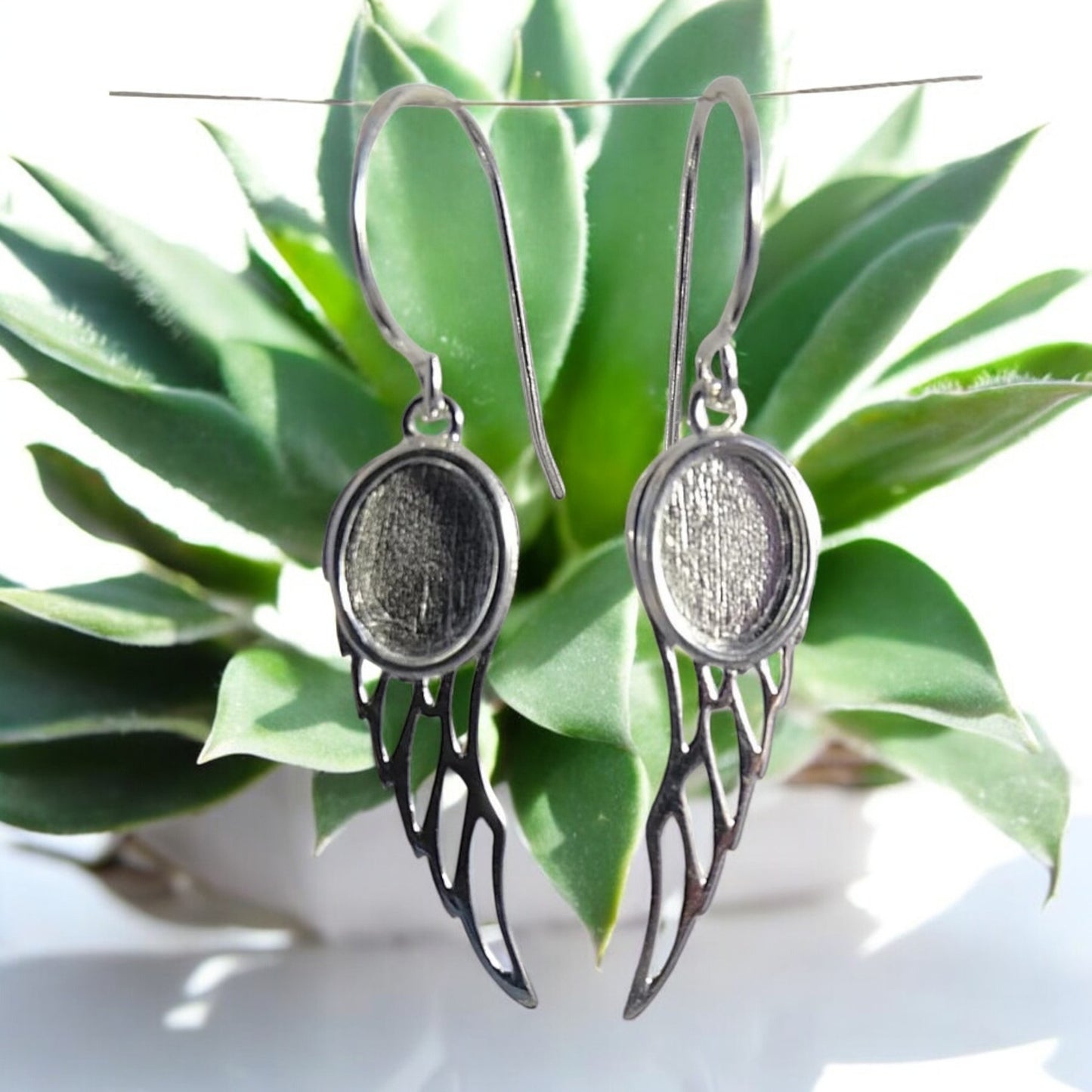 Solid 925 Silver Angel Wing Drop Earrings