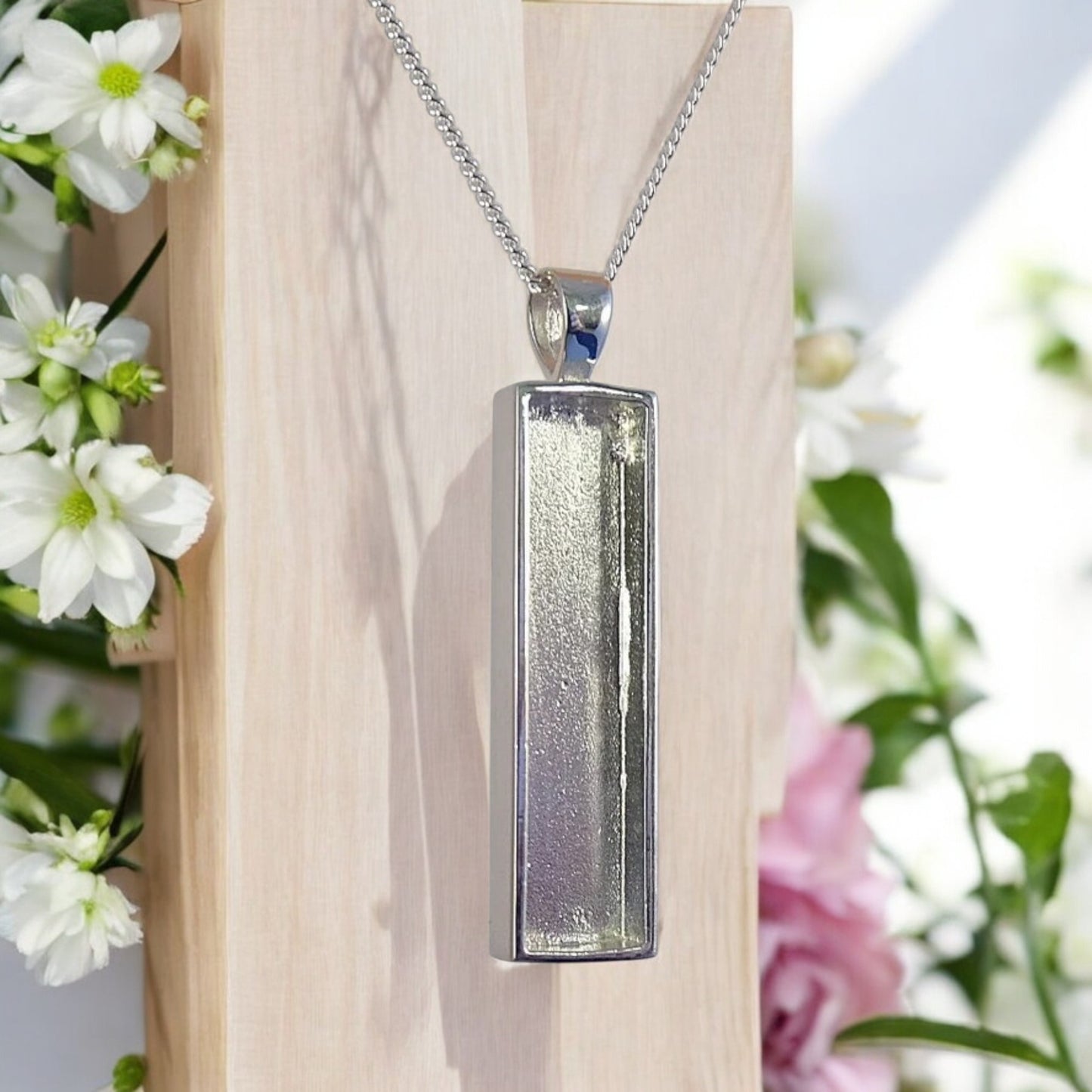 Oblong Solid Silver Pendant