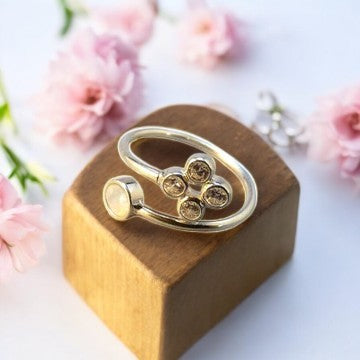 Delicate Solid Silver Adjustable ring with CZ
