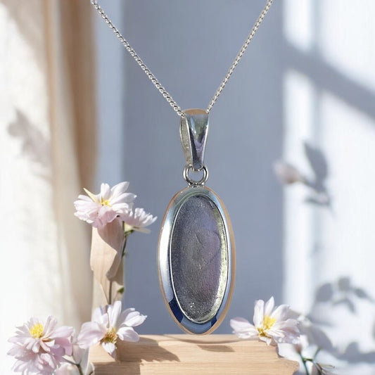 Solid 925 Silver  Oval Pendant
