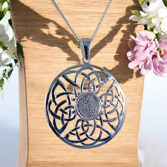 Solid Silver Round Celtic Pendant