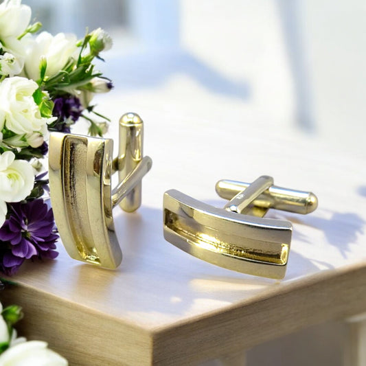 Solid 925 Silver Channel Cufflinks