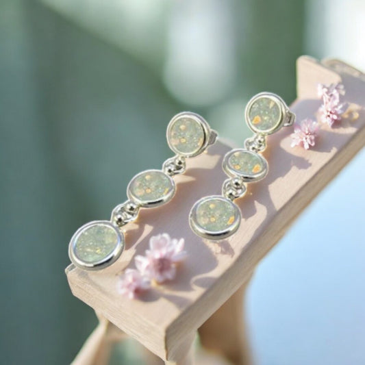 Stunning Solid Silver Drop Earrings with three setting areas