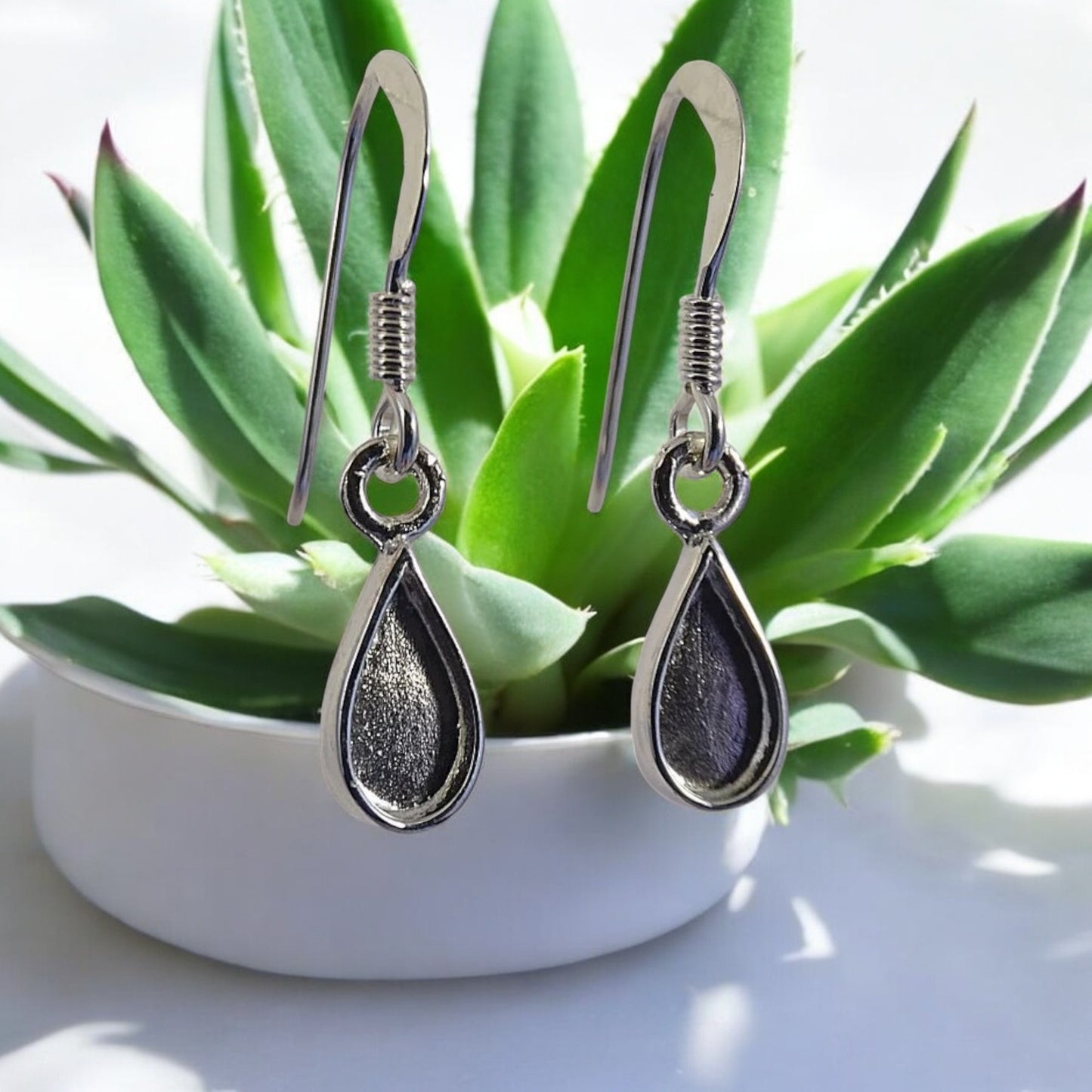 Delicate Solid Silver Pear Shaped Drop Earrings