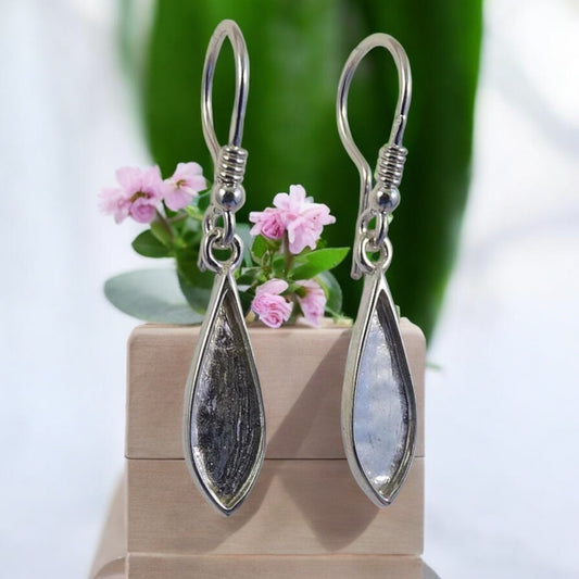 Pear Shaped Solid Silver Ear Drop Earrings