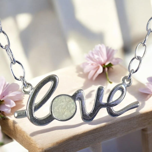 Solid 925 Silver 'Love' Pendant With Chain