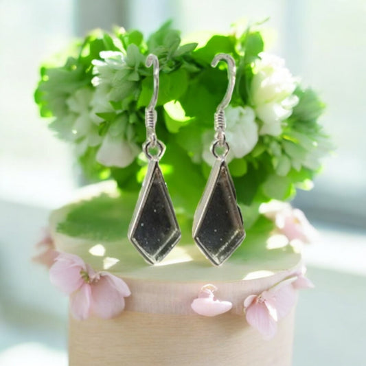 Solid Silver Kite shaped Drop Earrings