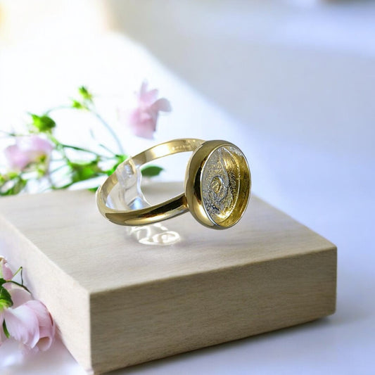 Solid 9ct Gold 10mm Round Ring