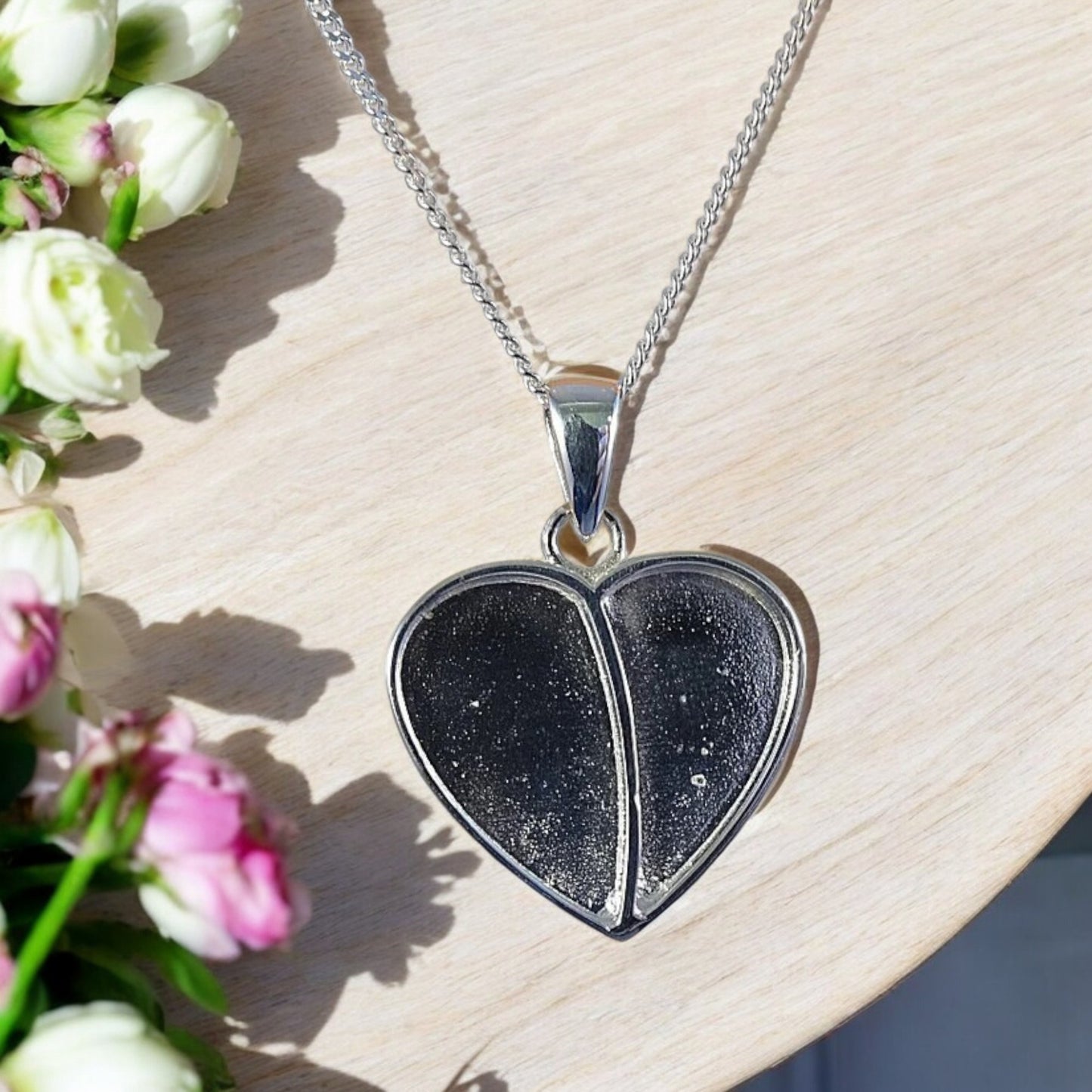 Solid 925 Silver Heart (split) Memorial Pendant