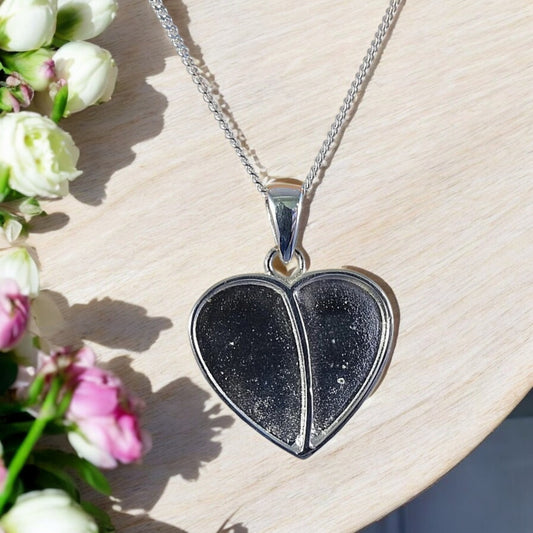 Solid 925 Silver Heart (split) Memorial Pendant