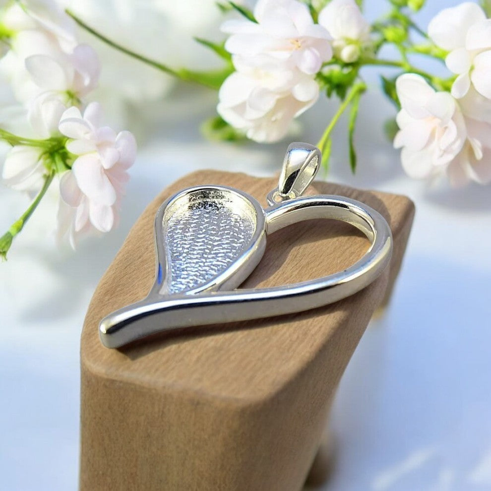 Pretty Solid 925 Silver Open Design Heart Pendant