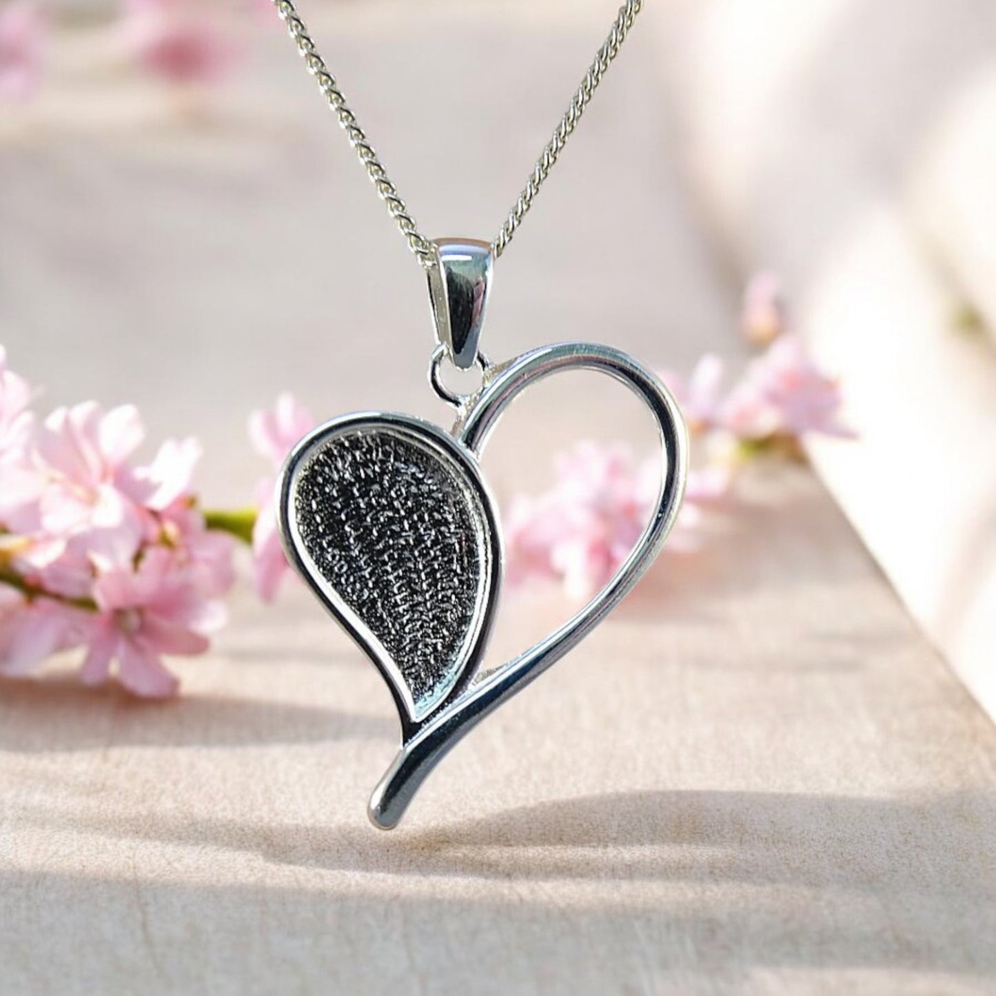 Pretty Solid 925 Silver Open Design Heart Pendant