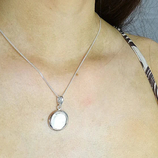 Solid 925 Silver Large Round Pendant 17mm