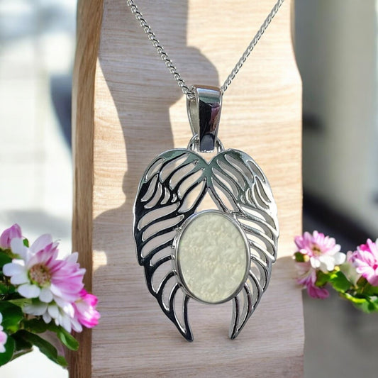Angelic solid silver angel wings pendant