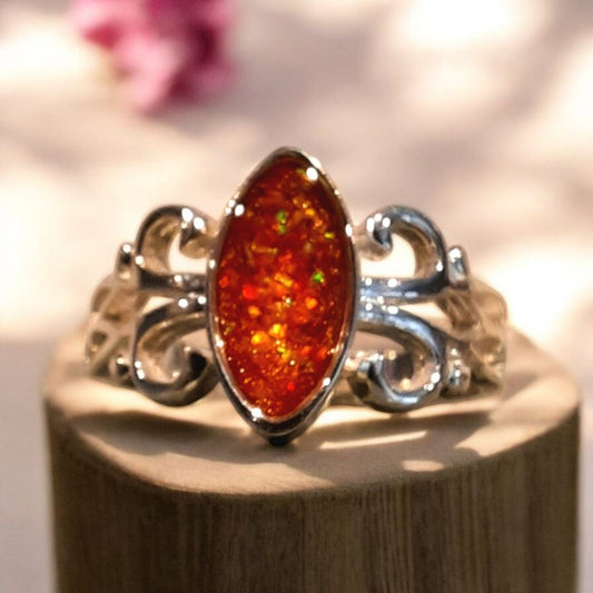 Solid 925 Silver Marquise Style Ring