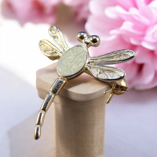 Dainty Solid 925 Silver Dragonfly Brooch
