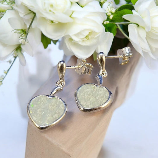 Solid Silver Heart Drop Earrings