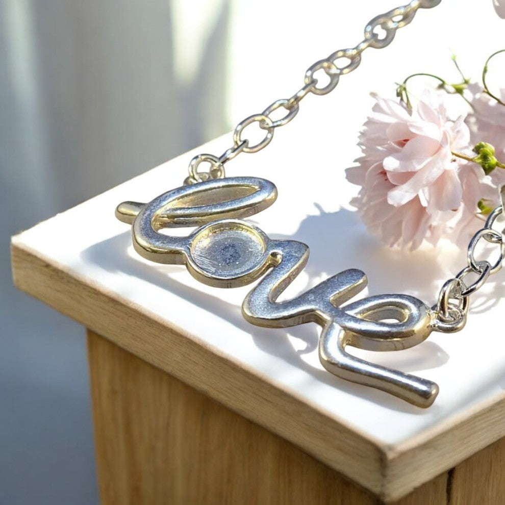 Solid 925 Silver 'Love' Pendant With Chain