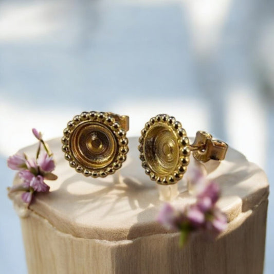 Solid 9ct Gold Bead Edge Studs