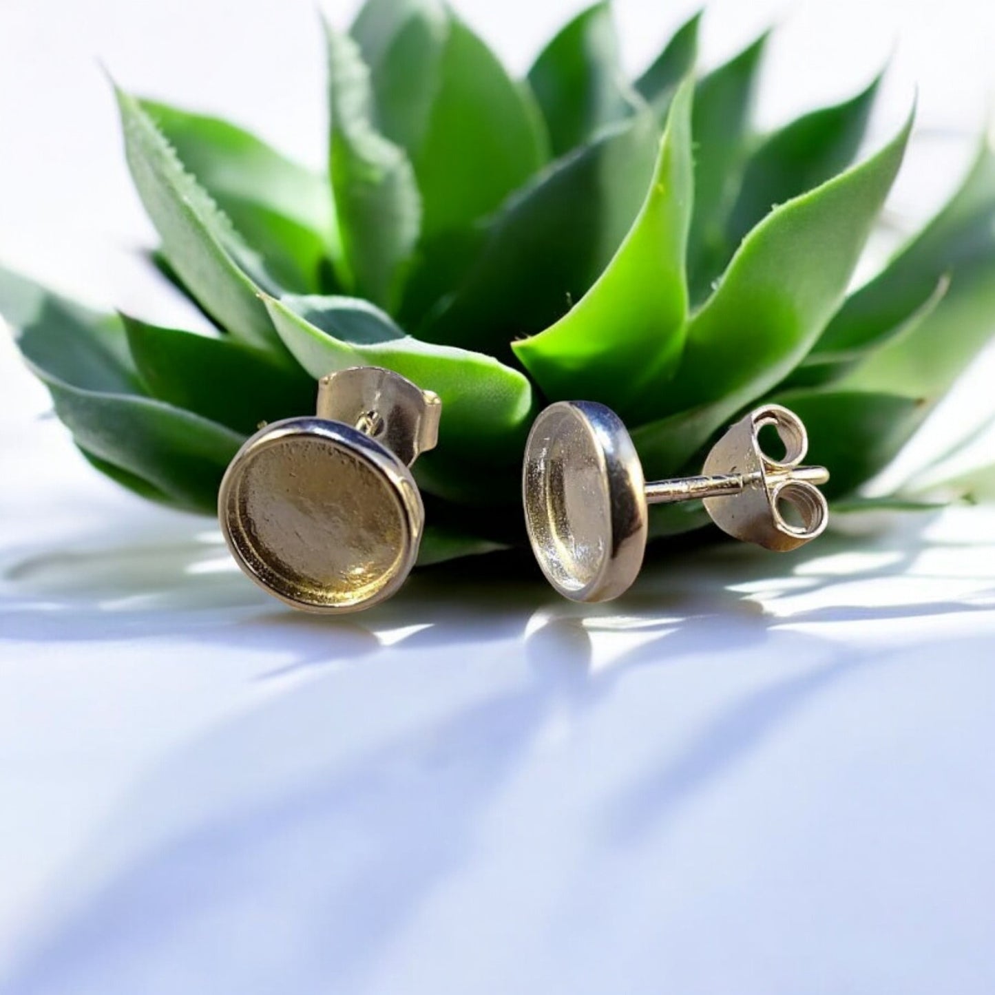 Heavy Silver Collet Style Ear Studs