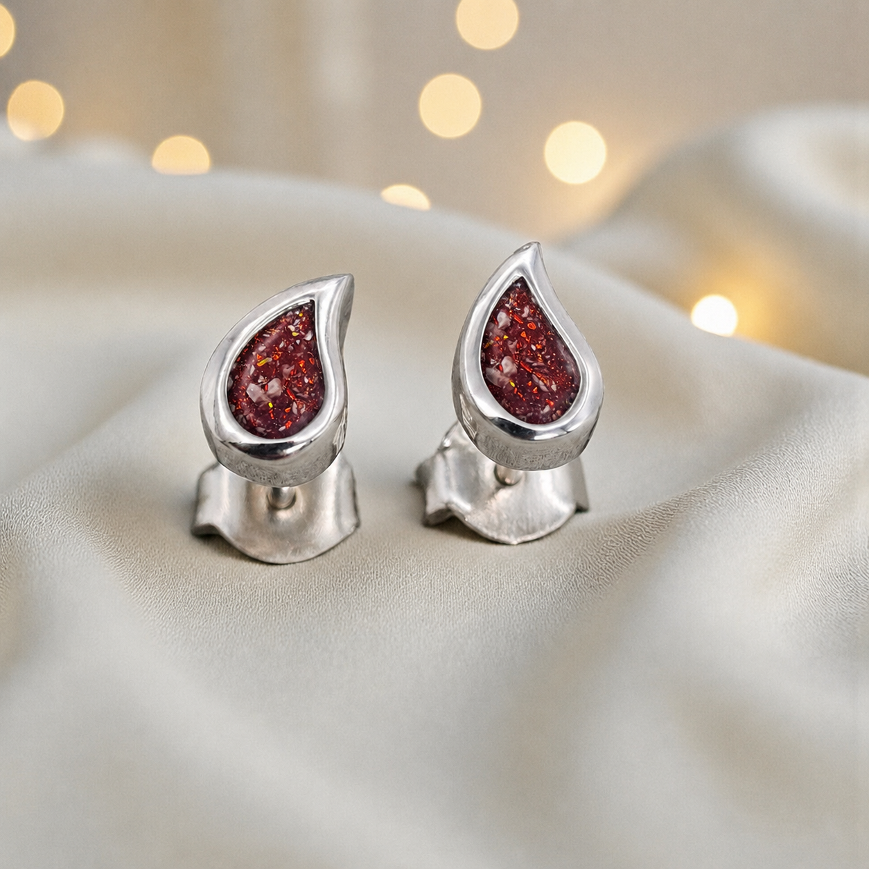 Keepsake Memorial Sterling Silver Ladies Ashes Earrings - Drops Of Love