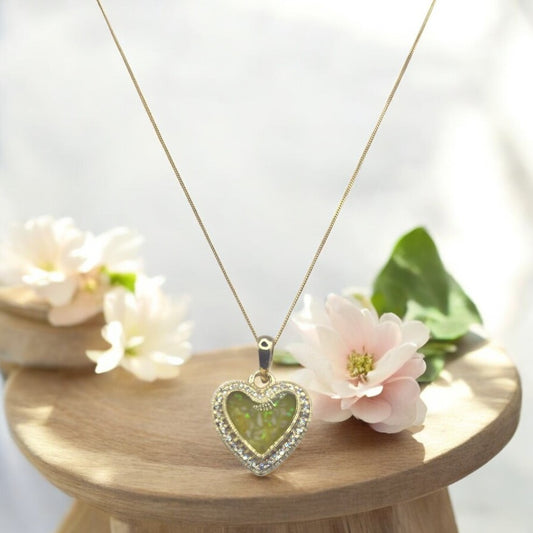 9ct Gold Cushion Heart Pendant with CZ Stones
