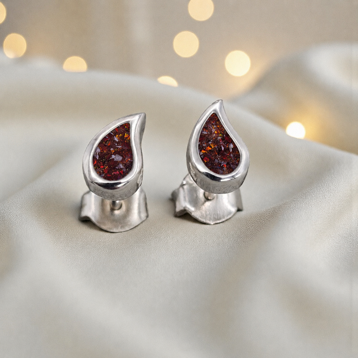 Keepsake Memorial Sterling Silver Ladies Ashes Earrings - Drops Of Love